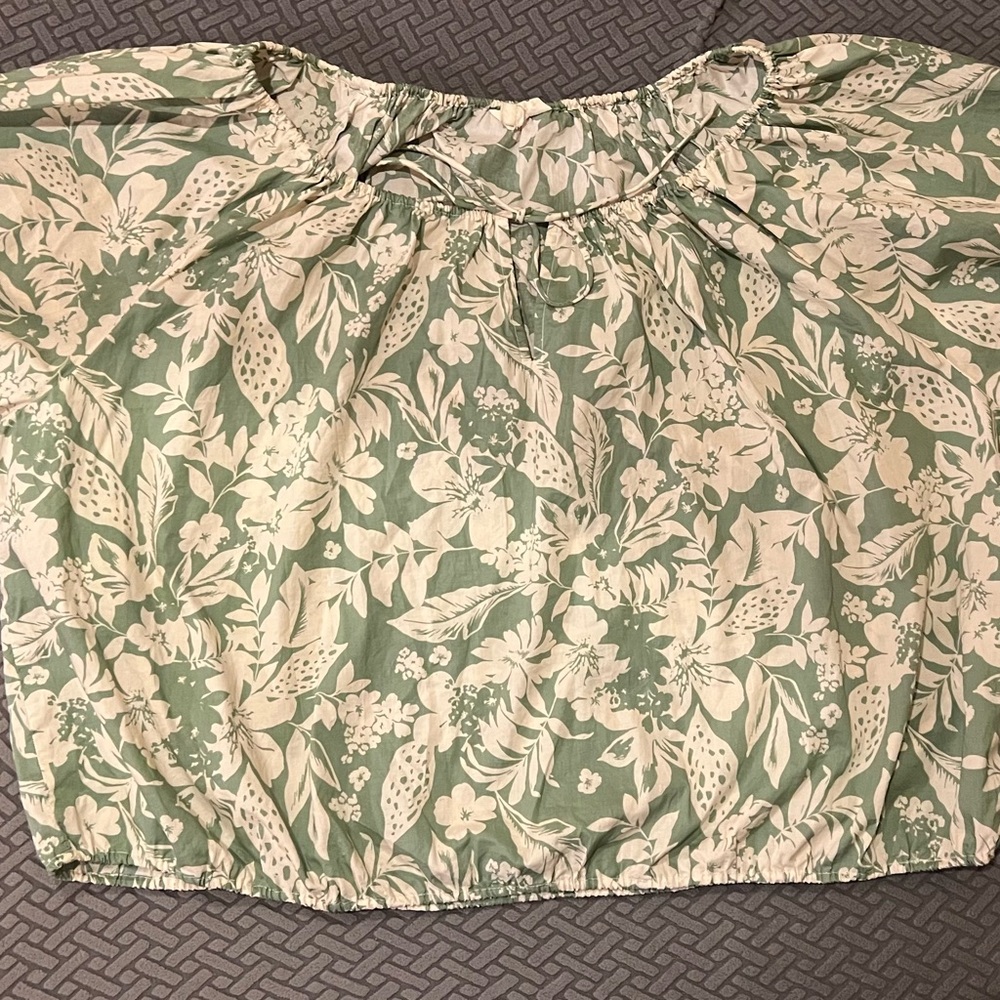 Lucky Brand Green Floral Blouse
